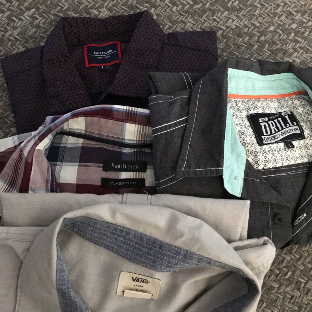 Lot of 4 Drill Van Housen Six Lincoln Vans Junior Mens Button Shirt L